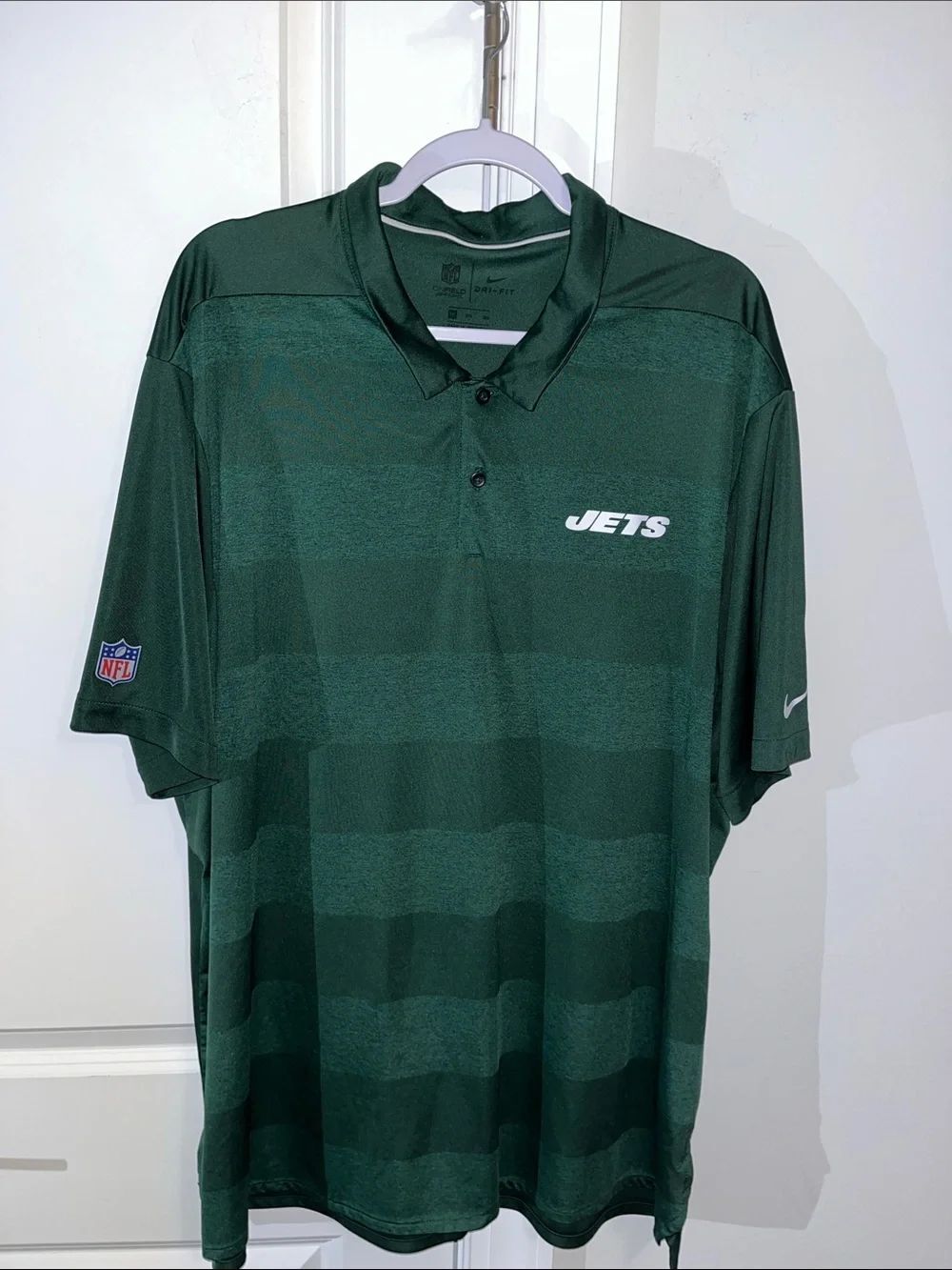 Nike Dri Fit New York Jets NFL Shield 2 tone Green Golf ⛳ Polo Shirt 3XL Mens